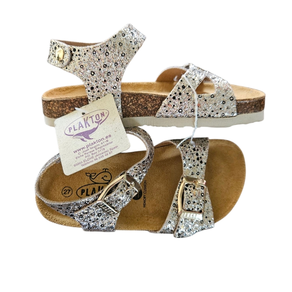 Plakton Size US‎ 10.5 EU 27 New Girl's Glitter Sandals - Gold